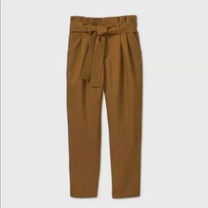 HIGH RISE BAGGY PANTS W BELT ; OLIVE